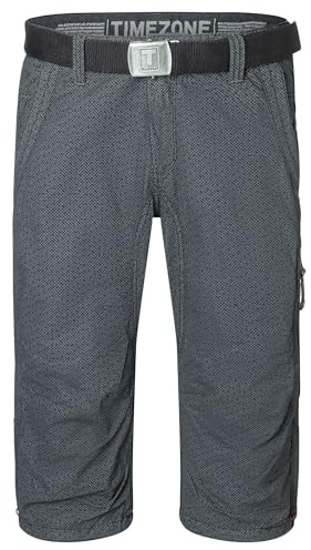 Timezone Herren 3/4 Shorts Bermuda Knielang mit Gürtel ConnorTZ | Baumwolle | Regular Fit | gemustert | atmungsaktiv | Reißverschluss | casual-Style | ideal für Basic