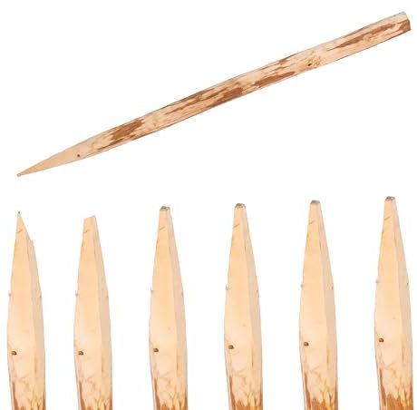 Ogrodzenia Wiklinowe 6er-Pack Holzpalisaden Länge: 180 cm Spitze Haselnuss Zaunpfosten ⌀6cm-7 cm Gehobelter Pfosten Palisaden Gartenzaun Weidezaunpfähle