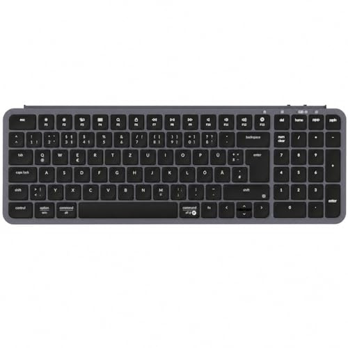 Keychron B2 Pro Ultraflache Kabellose Tastatur, 96% DE-ISO QWERTZ Layout, Bluetooth 5.2/2.4 GHz/USB-C, Leise Scherenmechanik, Multi-Device Tastatur für Mac Windows iOS Android, Grau