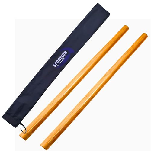 Asta Escrima in Rattan Arti Marziali Filippine Silat Kungfu Kali Arnis Eskrima (Coppia con Custodia, Naturale)