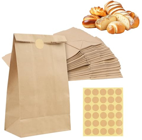 papiertüten braun, (30 Stück) – Braune Papiertüten für Tee, Kräuter, Gewürze, Kaffee und Kekse – Lebensmittelechte Kraftpapiertüten mit Druckverschluss – Ideal für Geschenke und DIY