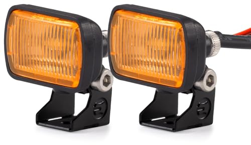 AXspeed 2 Stück Quadratische LED-Strahler für 1/10 RC Crawler Auto Frontlicht Dachlicht Kompatibel mit Axial SCX10 90046, TRX4, TRX6 RC Car (Orange, 15 mm)