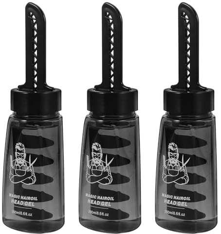 3 Stück-pack Leere Haarstyling Gel Flasche mit Kamm, 260ml Schwarz
