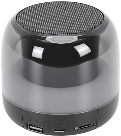 Zisemeil Altavoz Bluetooth, Altavoz Inalámbrico Portátil Compacto con Sonido Fuerte de 5 W y Luz RGB, Emparejamiento Estéreo Inalámbrico Verdadero, para Uso en Interiores y Exteriores (Negra)