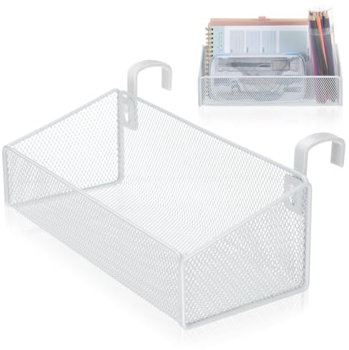 Toyvian Nachttisch-ablage – Hängender Aufbewahrungskorb aus Metall für Etagenbetten, Kinderbetten, Studentenwohnheime, Bettregal für Handy, Kopfhörer, Zeitschriften Und Snacks (weiß)