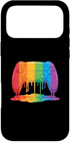 Custodia per iPhone 17 Pro Max Gocciolante Paint Rainbow Controller - Gioco