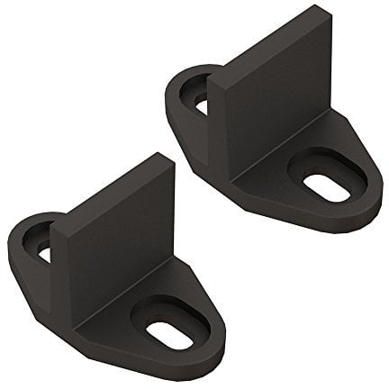 JUBEST Black Aluminum Floor Guide for Sliding Barn Door Hardware Set of 2, T Shape Guide, Floor Mounted, Install Easily
