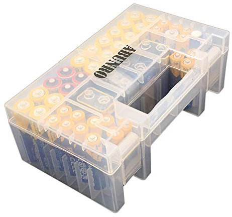 ABUNRO Battery Organizer Storage case for 60pcs Battery Holder, Upgrade Design for AAA AA 9V and Button Batteries Storage Box Holds 60 Batteries Various Sizes (Holds 60 Batteries)