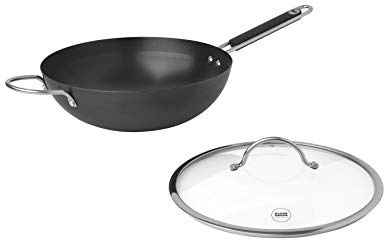 Kuhn Rikon Essential Wok with Glass Lid, Iron, Black, 32 cm