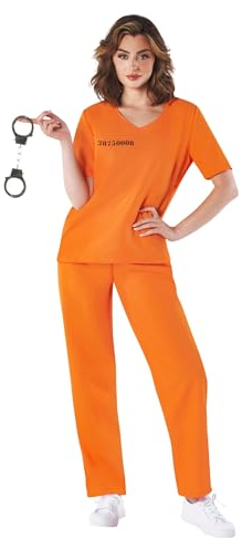 Fun Shack Prisoner Costume Women Orange Jumpsuit Convict Halloween Costumes For Women XL