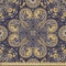 ABAKUHAUS Mandala Gewebe als Meterware, Östliche abstrakte Flora, Schön Gewebten Stoff für Polster und Wohnaccessoires, 1M (148x100cm), Braun Gelb Indigo