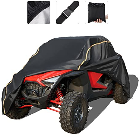 KEMIMOTO Pro XP Cover X3 Heavy Duty UTV Cover 2 Seater Large Size Compatible with Can-Am Maverick X3, Polaris RZR Pro XP, Talon, Commander, YXZ1000R, 2-3 Seater Reflective Strip Sturdy in Wind
