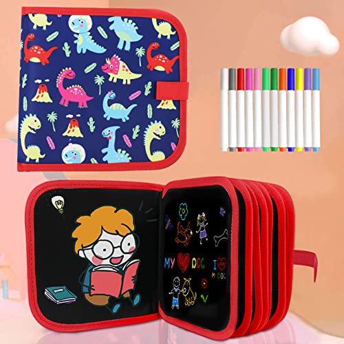 Smyidel Abwischbares malbuch für kinder,Tragbares Löschbares Doodle Pad Graffiti Zeichenbrett Papier für Kinder handgeschrieben radierbar Malerung 12 Bunte radierbare Stifte mit 14 Seiten