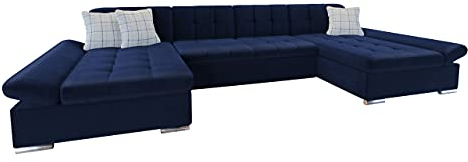 Mirjan24 Ecksofa Alia mit Regulierbare Armlehnen, 2 Bettkasten und Schlaffunktion, U-Form Eckcouch vom Hersteller, Sofa Couch Wohnlandschaft (Magic Ve. 2216 + Magic Ve. 2216 + Senegal 818)