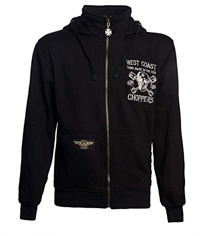 West Coast Choppers Men Zip Hoodie High Speed, Color:Black, Size:2XL