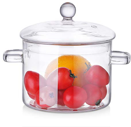 ZDZDZ ZDZ - Pentola in vetro spesso da 1600 ml, casseruola in vetro trasparente, sicura per pasta tagliatelle, zuppe, latte