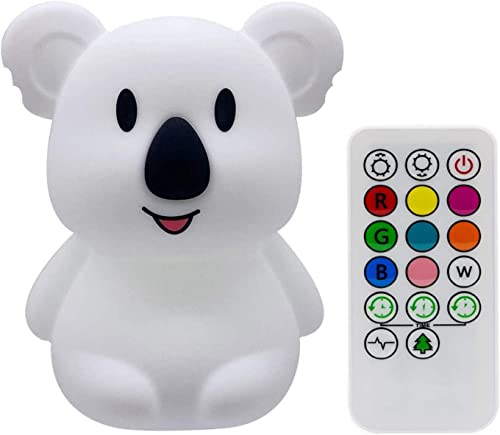 Tekemai Nachtlicht, Kindernachtlicht, Nachttischlampe für Kinder, mehrfarbiges Licht mit Fernbedienung, bruchfest, einstellbare Helligkeit und Farbe, Timing-Funktion - Großer Koala