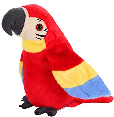 Perroquet Parlant en Peluche Mignon Jouet en Peluche Electrique Ddrôle Oiseau Répétez Ce Que Vous Dites Poupée Enregistrement Interactive Agitant des Ailes Cadeau d'Anniversaire Noël pour Enfants