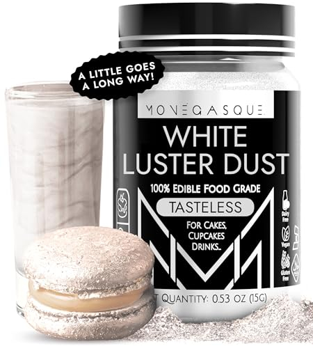 MONÉGASQUE White Edible Glitter for Drinks 15g – Edible Drink Glitter - Cocktail Glitter for Drinks - Edible Glitter for Cocktails - Lustre Dust Edible Glitter White - Edible Glitter for Cakes & Food