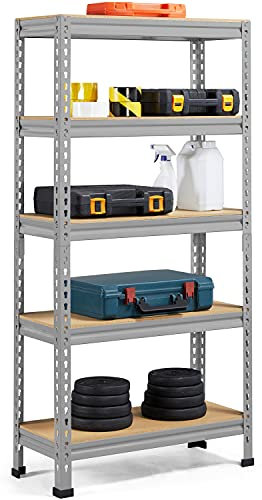 Yaheetech Etagères de Rangement 150 x 70 x 30 cm Étagère Metallique Atelier/Garage/Cuisine Charge Max. 150 Kg par Etagère Gris Clair