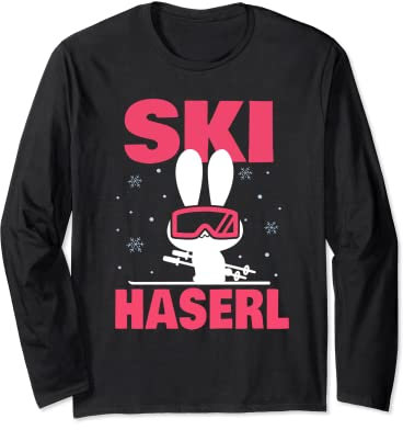 Skihase Skihaserl Hase fährt Ski Skifahren Langarmshirt