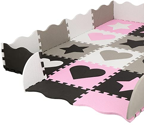 SPRINGOS Puzzlematte Spielmatte 36 Teile Lernmatte für Babys 150 x 150 x 1 cm Eva-Schaum Anti-Rutsch-Oberfläche Kinderspielteppich mit Umrandung
