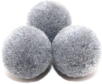 Duories Pompons zum Basteln,30 Stück 40mm Bunte Bommeln Bälle,Pom Poms für Kunsthandwerk,Pompons Bälle für Ostern,Weihnachten,Bunte Pompons für DIY Basteln Tischdekoration Geburtstagsdeko,Grau