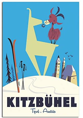 NMNM Kitzbuhel Tirol Österreich, Vintage-Reiseposter, Leinwandkunst, Wanddekoration, Poster, Bild, Druck, Malerei, Poster, Geschenk, 30 x 45 cm