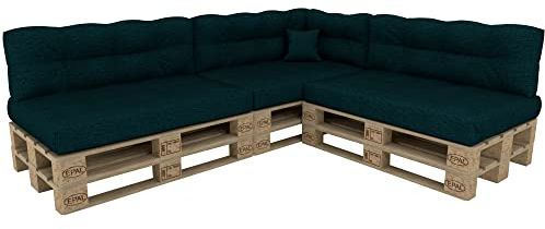 POKAR Palettenkissen Palettenauflagen Palettenmöbel Palettensofa 8er Set: Sitzkissen 120x80 + Rückenlehne 120x40, Dunkelgrün