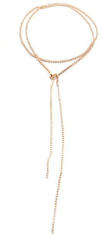Yienate Boho Y Halskette Gold Cz Strass Tennis Kette Funkelnd Lariat Kristall Halskette Lang Tie Up Choker Halskette Bling Prom Halskette Schmuck Geschenk Für Frauen Mädchen