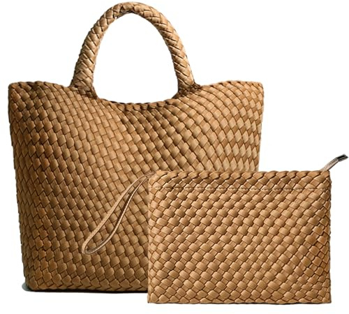 JINMANXUE Gewebte Hobo-Tasche für Damen, Neopren, große Kapazität, Handtasche, Patchwork, handgefertigt, lässige Schultertaschen