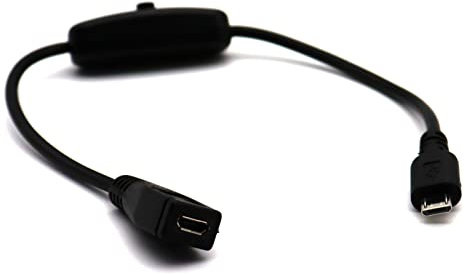 Disscool Câble d'extension micro USB 5P mâle vers 5P femelle 30 V 22 AWG 3 A Micro USB avec interrupteur marche/arrêt Câble à clé étendu (0,3 m)