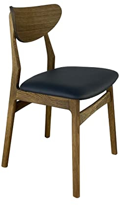 treesure Stilvoller Holz-Stuhl aus Eiche mit Kunstleder – Perfekt für Küche, Esszimmer und Lounge. Designerstuhl für Zeitlose Eleganz in Ihrem Zuhause (Eiche dunkel, anthrazit)