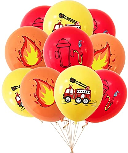 20 Luftballons * FEUERWEHR * als Deko für Kindergeburtstag und Mottoparty | Ø 30cm | Feuerwehrmann Feuerwehrauto Party Kinder Party Ballon Ballondeko Set