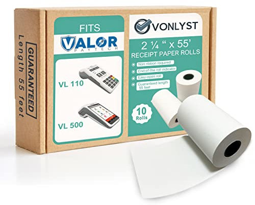 Vonlyst Lot de 10 rouleaux de papier pour reçus Valor Paytech VL 110 et VL 500