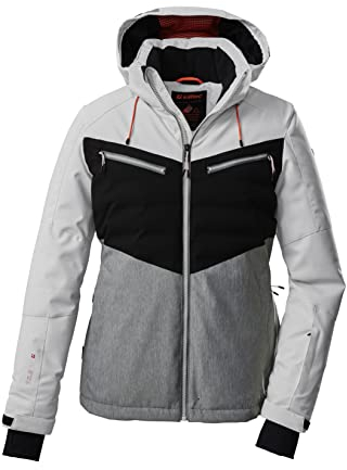 killtec (KILAH 38619-000 Skijacke/Funktionsjacke mit abzippbarer Kapuze und Schneefang, Weiß, 46