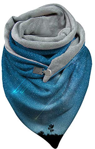 Damen Schal Mit Knopf - Weich Warmer Herbst- Und Winterschal, Leichter Strickschal, Halstuch Für Frauen, Dreieckstuch Musselin