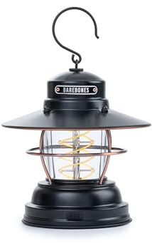 Barebones Outpost Lantern - Vintage Außenlicht mit Helix Edison-Style-Seil, 3 Stromversorgungsoptionen, Wasserfeste Laterne für Camping, Terrasse & Garten (Batterien nicht enthalten) Antik-Bronze