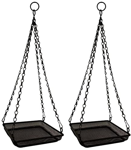 Hanging Metal Bird Seed & Nut Feeder Tray (Pack of 2)