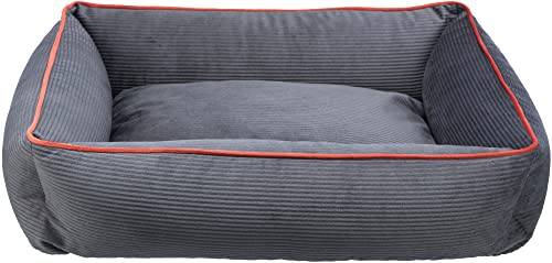 TRIXIE Hundebett Romy 90 × 75 cm in grau - schickes Hundekissen aus feinem Samt-Cord - Hundekorb für mittelgroße Hunde - rutschfest und waschbar - 37667