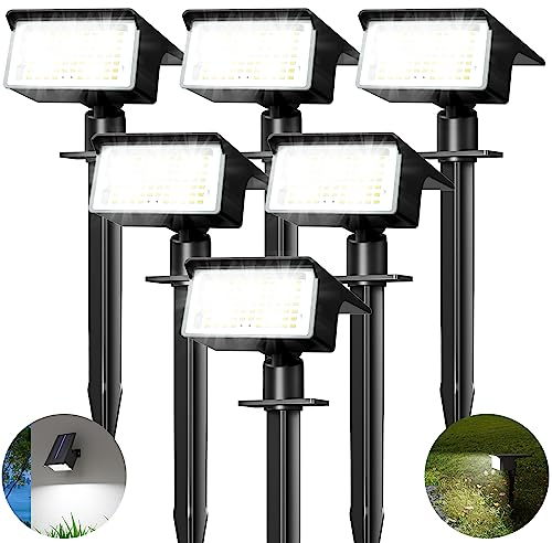 nipify Spot Solaire Exterieur 75 LED, Lot de 6 Lampe Puissante avec Étanche, 4 Modes Réglable Lumiere Exterieur, Eclairage Solaire pour Jardin Chemin (Blanc Froid)
