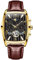 OLEVS Herren-Armbanduhr, quadratisch, luxuriös, automatisch, selbstaufziehend, Skelett, braun, atmungsaktiv, Lederband, Kleid, mehrere Kalender, wasserdicht, Mondphase, stilvolles Geschenk, Goldfarben