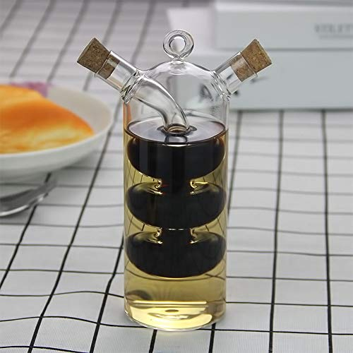 JUOPZKENN Öl- und Essigspender, Küchenzubehör, Glas-Olivenölflasche, Menage, 2-in-1-Ölflasche aus Transparentem Glas, Zwei Glas-Ölspenderflaschen für Den Kochbehälter in der Küche(#1)