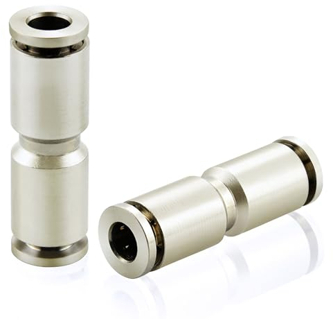 TAILONZ PNEUMATIC 6mm Kupfer vernickelte gerade Union Connect Luft Verschraubungen Quick Connect Push Lock Pneumatische Verschraubungen Rohrverbinder PU6(5er Pack)