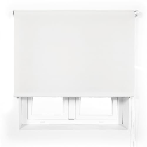 Blindecor Transparentes Premium-Rollo nach Maß | Cremeweiß | 60 x 165 cm (BxH) Stoffmaß 57 x 160 cm | lichtdurchlässiges Rollo 38 mm Rohr