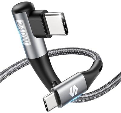 Silkland Cable USB C a USB C 1M [240W 48V/5A], PD3.1&QC4.0+ Cable Type C Carga Rapida 90 Grados para iPhone 17 16 15/Pro Max/Plus, Samsung S25 Ultra S24-S21, MacBook Pro/Air, iPad Pro/Air/Mini, Pixel
