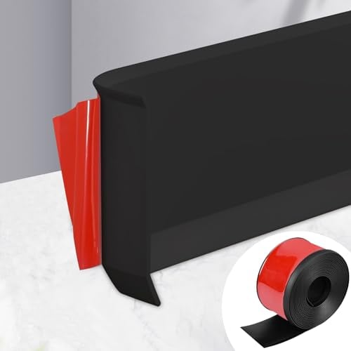 Battiscopa in PVC, Battiscopa Nero 10 cm x 3 metri, Battiscopa Adesivo Binario di Transizione del Gap nel Muro, Battiscopa Decorativi, Battiscopa PVC per Cucina, Bagno, Soggiorno