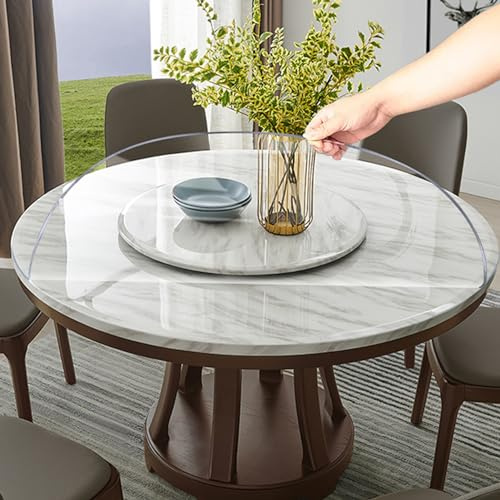 DSWZLQDXB Nappe Ronde Transparente,Film de Table en PVC Convient pour Salle à Manger,Salon Et Le Bureau,Toile Cirée Lavable Anti-Graisse,étanche à l'eau Film Doux de Protection Imperméable (3mm,80cm)