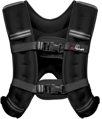 Amstaff Fitness Weighted Vest - Weight Vest for Running, Strength Training & Muscle Building, Features Reflective Stripe for Safe Outdoor Workouts (25lbs, Black)