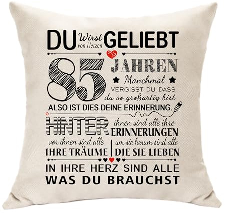 Hasodeo Geschenke zum 85. Geburtstag - Kissen Abdeckung Dekoration für Frau, Ehemann, Großeltern, Mutter, Vater, Papa, Freund zum 85. Geburtstag